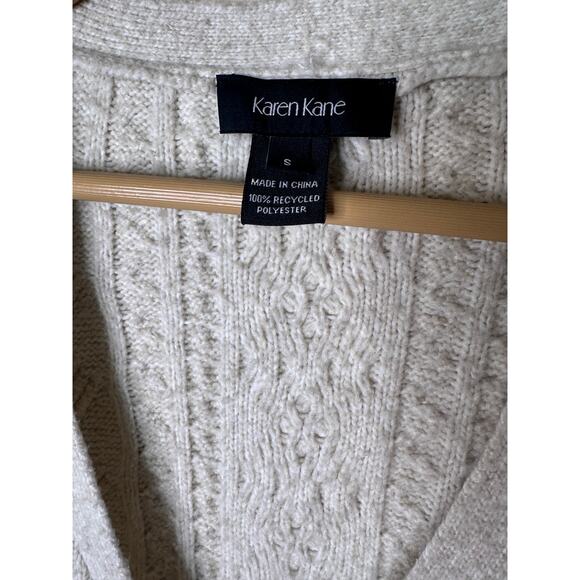 Karen Kane Cream Cable Knit Textured Cozy Button Up Sweater Cardigan SMALL. - Picture 4 of 5